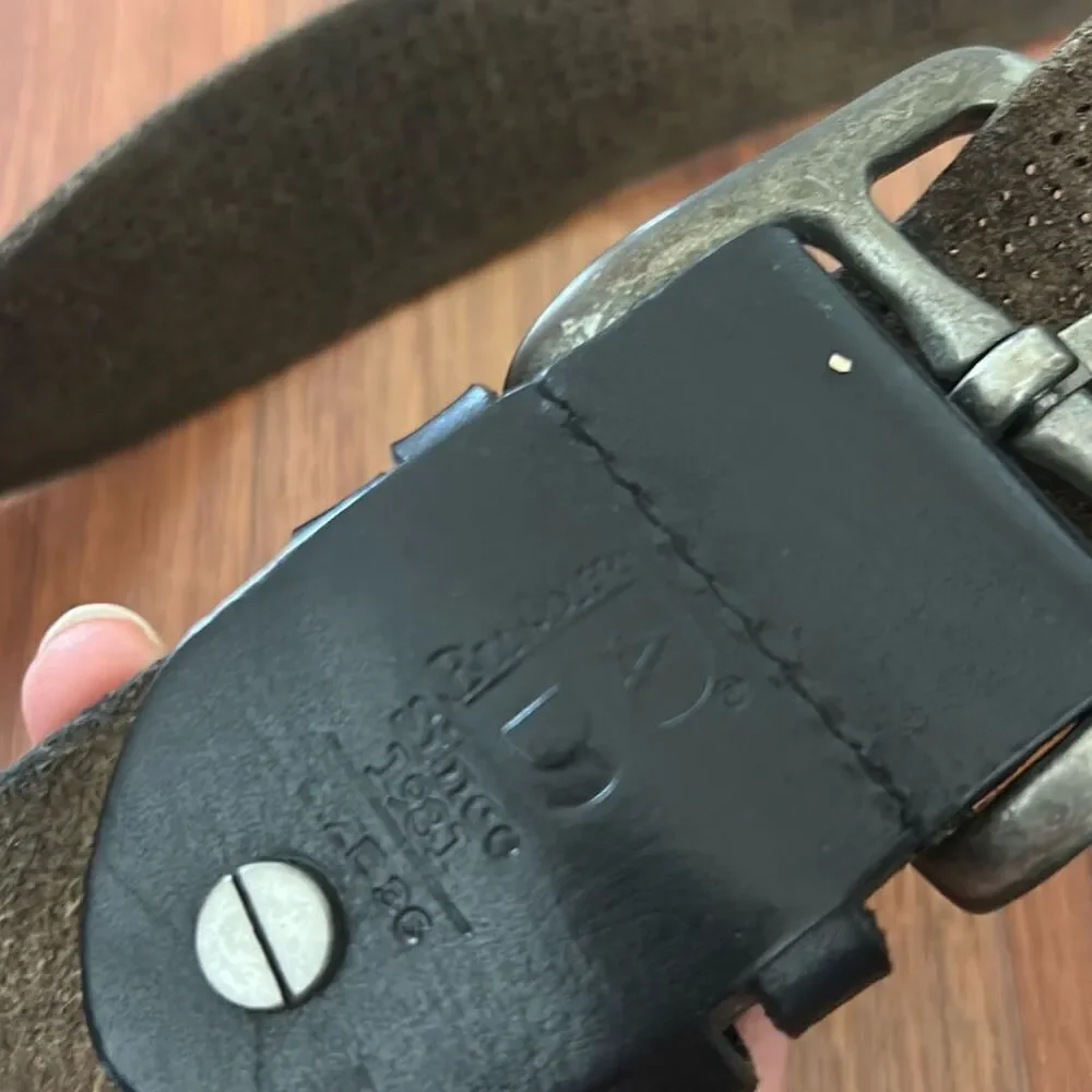Bill Adler black men's leather belt size L rustic wide biker